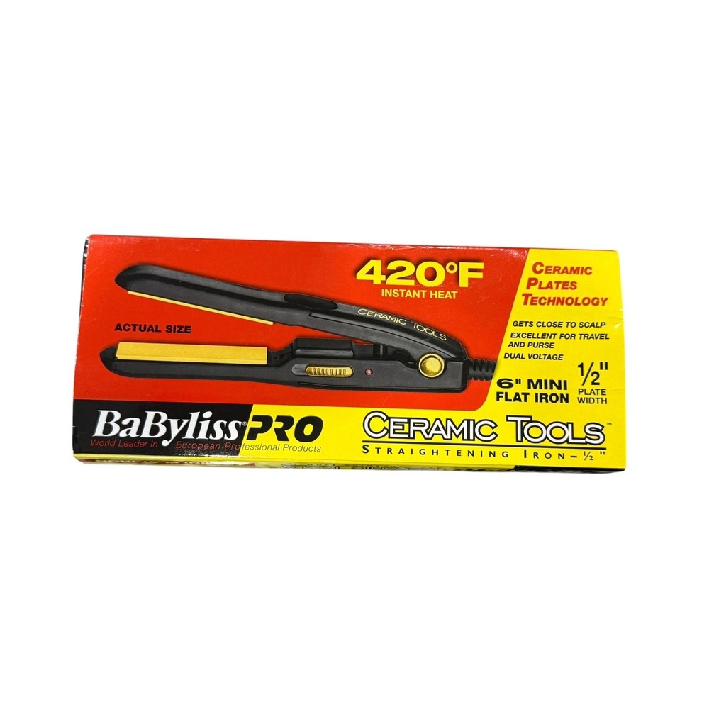 BaByliss Pro Ceramic Tools 6" Mini Flat Iron Travel Compact Hair Straightener